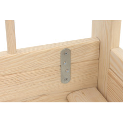 Lit maison 2 en 1 en bois naturel avec barreaux 160x80 cm